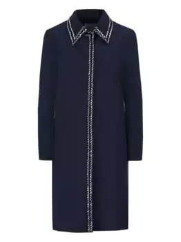 Однобортное пальто, украшенное кристаллами Prada, синий