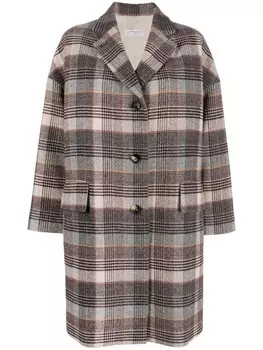 Однобортное пальто в клетку Alberto Biani, коричневый