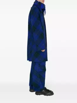 Однобортное пальто в клетку Burberry, синий