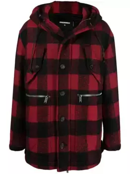Однобортное пальто в клетку DSQUARED2, красный