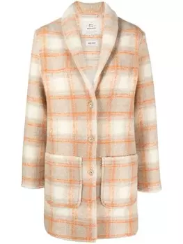Однобортное пальто в клетку Woolrich, нейтральный цвет