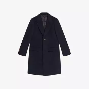 Однобортное пальто Wilding из смесовой шерсти Ted Baker, темно-синий