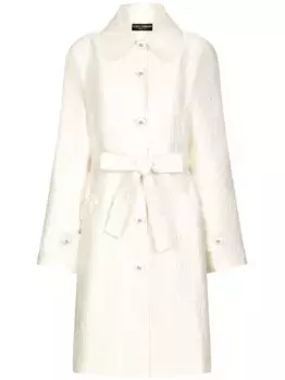 Однобортное парчовое пальто DOLCE & GABBANA, белый