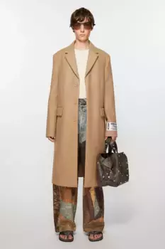 Однобортное шерстяное пальто Acne Studios, цвет Camel Beige
