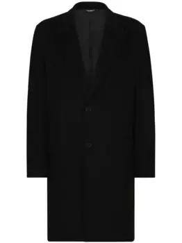 Однобортное шерстяное пальто Deconstructed DOLCE & GABBANA, черный