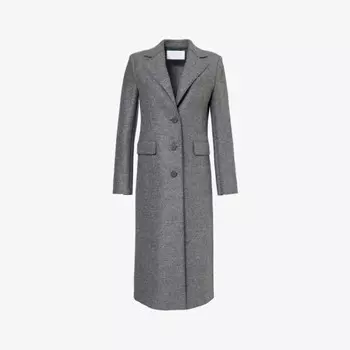 Однобортное шерстяное пальто классического кроя с двумя карманами-клапанами Harris Wharf London, серый