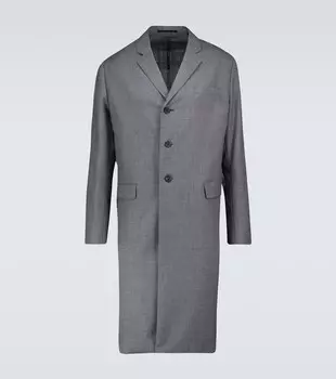 Однобортное шерстяное пальто Prada, Ardesia