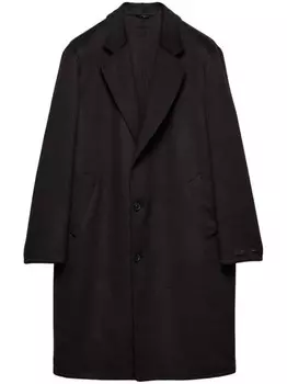 Однобортное шерстяное пальто Prada, черный