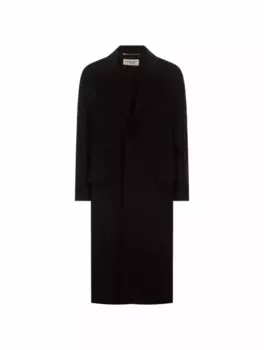 Однобортное шерстяное пальто Saint Laurent, черный