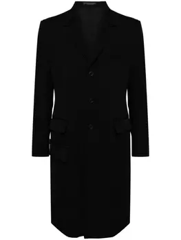 Однобортное шерстяное пальто Yohji Yamamoto, черный