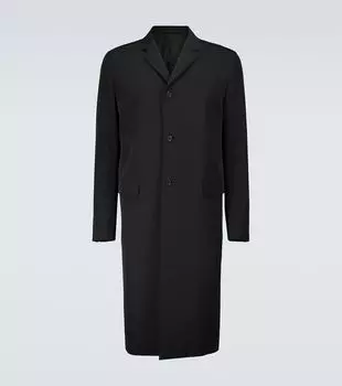 Однобортное техническое пальто Prada, черный