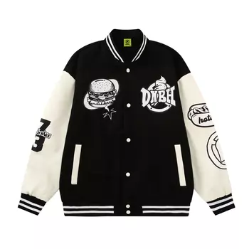 Однобортные куртки и пальто, комплект из двух предметов: толстовка, бейсбольная куртка унисекс DNBH, Green Sweatshirt (Fleece-Lined)