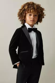 Однобортный бархатный пиджак Ace Reiss, черный