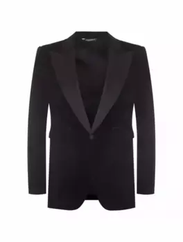 Однобортный бархатный пиджак Dolce&Gabbana, черный