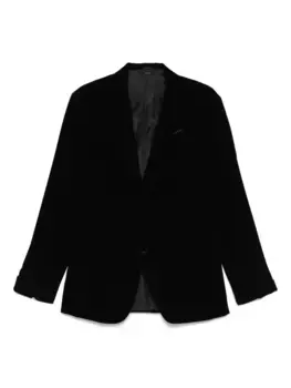 Однобортный бархатный пиджак TOM FORD, черный