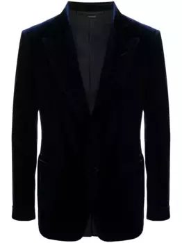 Однобортный бархатный пиджак TOM FORD, синий
