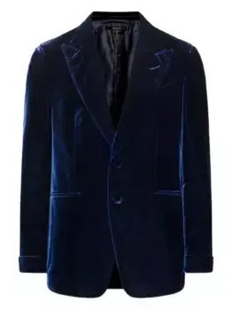 Однобортный бархатный пиджак TOM FORD, синий
