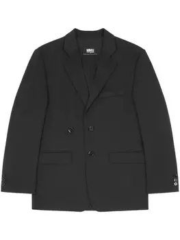Однобортный блейзер асимметричного кроя MM6 Maison Margiela, черный