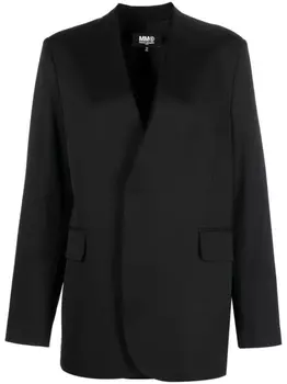 Однобортный блейзер без воротника MM6 Maison Margiela, черный
