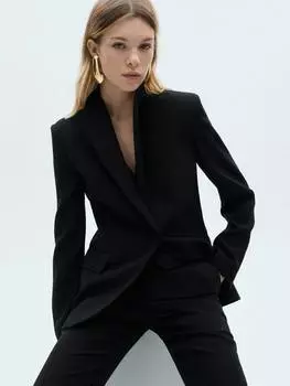 Однобортный блейзер из игуаны Mango, черный