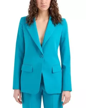 Однобортный блейзер из техно-кади Emporio Armani, синий