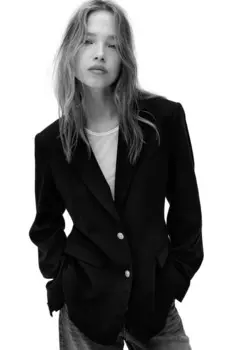 Однобортный блейзер из твила H&M, синий