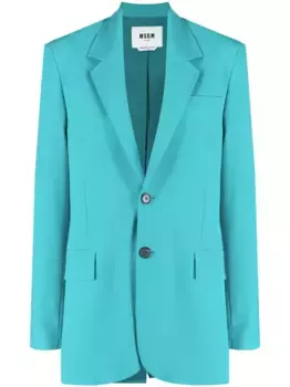 Однобортный блейзер MSGM, синий