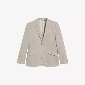 Однобортный блейзер приталенного кроя Lancej из смесовой льна и шерсти Ted Baker, серый