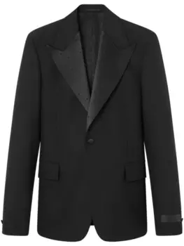 Однобортный блейзер с атласной отделкой Versace, черный