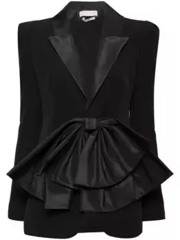 Однобортный блейзер с бантом Saiid Kobeisy, черный