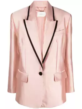 Однобортный блейзер с контрастной отделкой ZIMMERMANN, розовый
