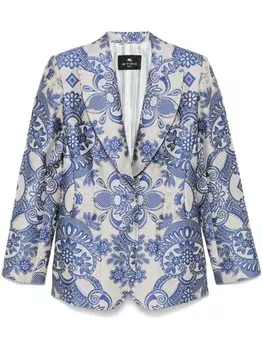 Однобортный блейзер с кружевным мотивом ETRO, нейтральный цвет