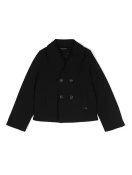 Однобортный блейзер с логотипом Emporio Armani Kids, синий