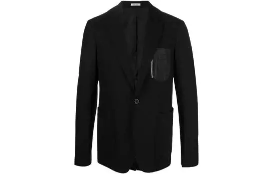 Однобортный блейзер с нагрудным карманом Alexander McQueen, черный