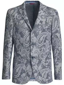 Однобортный блейзер с узором пейсли ETRO, синий