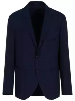 Однобортный блейзер с узором зигзаг GIORGIO ARMANI, синий
