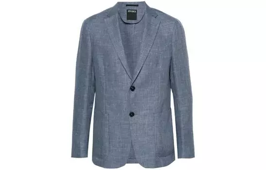 Однобортный блейзер с заостренными лацканами Ermenegildo Zegna, Steel Blue