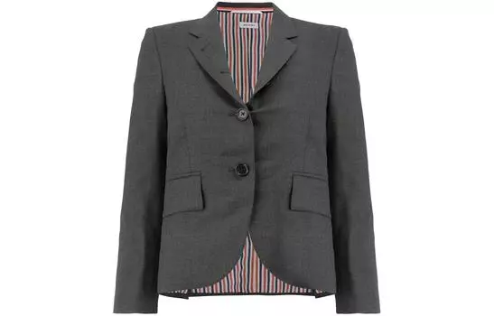 Однобортный блейзер с зазубренными лацканами THOM BROWNE, серый