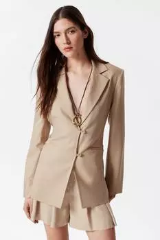 Однобортный блейзер со шнуровкой & Other Stories, бежевый