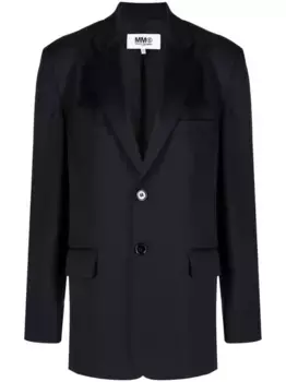 Однобортный блейзер строгого кроя MM6 Maison Margiela, синий