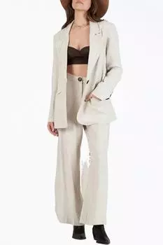 Однобортный блейзер свободного покроя из льняной ткани пшеничного цвета LUCCA, цвет wheat