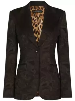 Однобортный блейзер Turlington с цветочным узором DOLCE & GABBANA, коричневый
