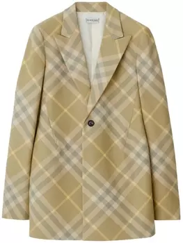 Однобортный блейзер в клетку Burberry, бежевый