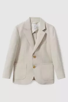 Однобортный блейзер в мелкую клетку Aphrodite Reiss, серый