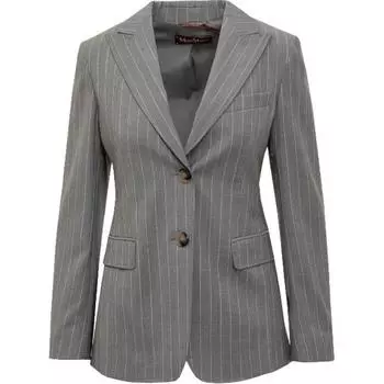 Однобортный блейзер в полоску MaxMara Studio, серый