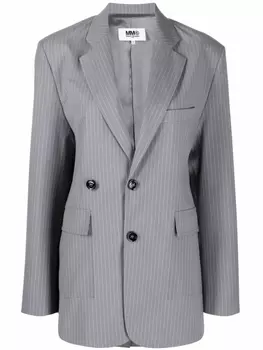 Однобортный блейзер в тонкую полоску MM6 Maison Margiela, серый