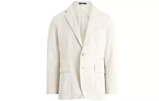 Однобортный хлопковый блейзер Polo Ralph Lauren, Ecru