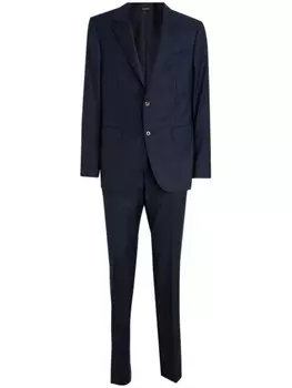 Однобортный хлопковый костюм Zegna, синий