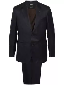 Однобортный кашемировый костюм Zegna, синий