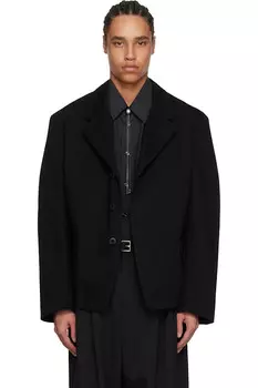 Однобортный классический рабочий пиджак Lemaire, черный